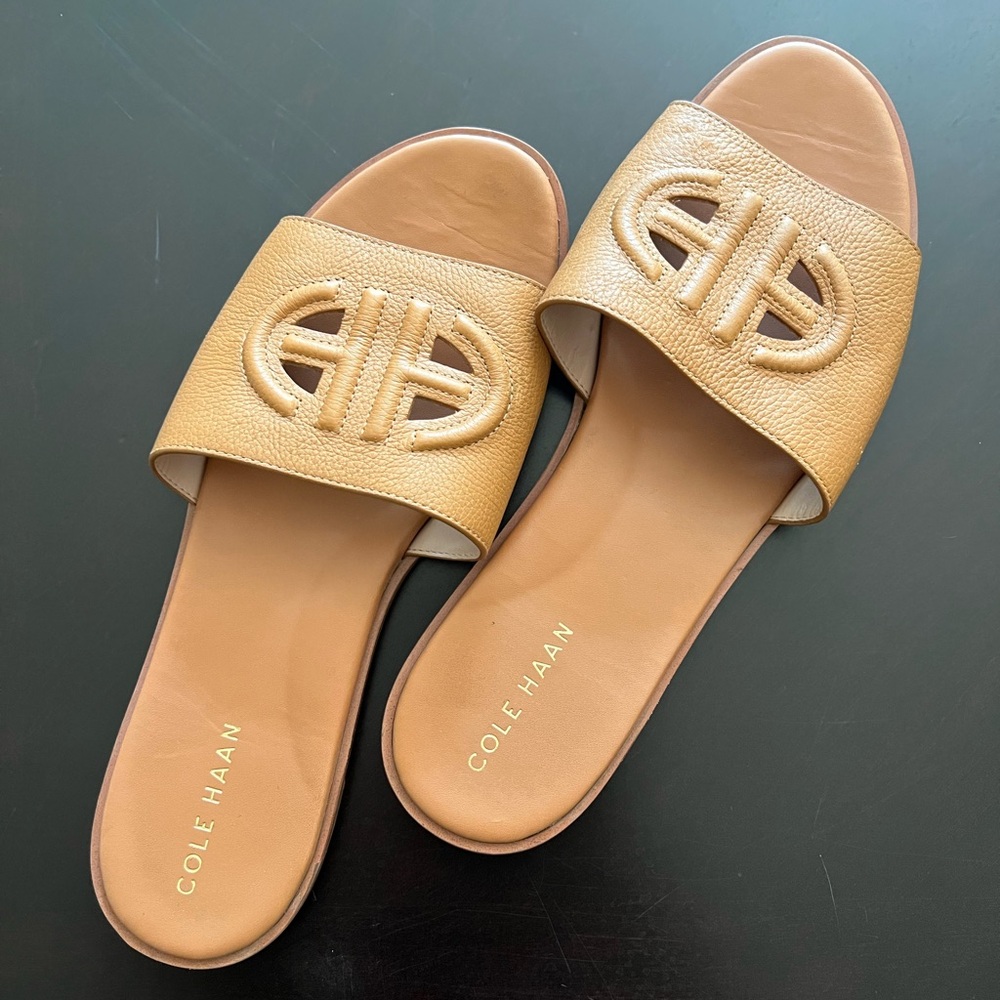 Cole Haan Tan Sandals Slip-On Luxury